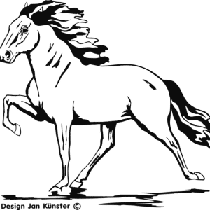 Motief dravend paard (332x322 mm) antraciet incl. sierlijst