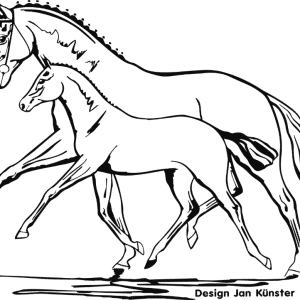 Motief merrie met veulen (426x320 mm) antraciet incl. sierlijst