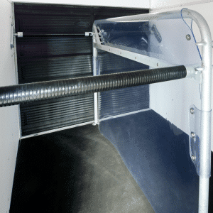 Transparant PVC tussenschot met bovendeel (stokmaat 165 cm).