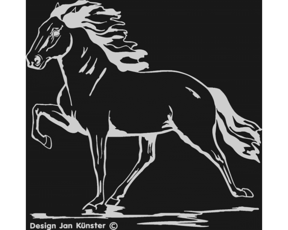 Motief dravend paard (926x900 mm) zilver