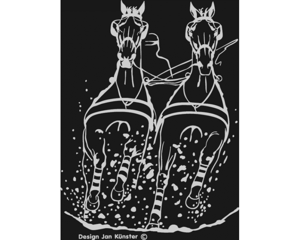 Motief mennen (715x960 mm) zilver